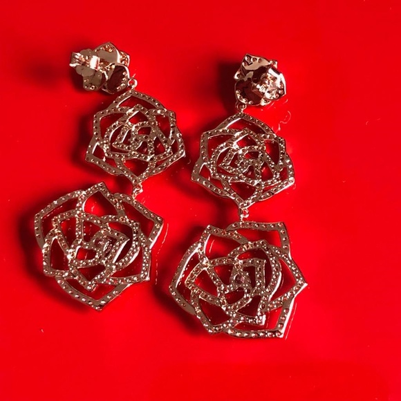 925Silver Gold-tone Polished CZ PostDangleEarrings - Picture 4 of 6